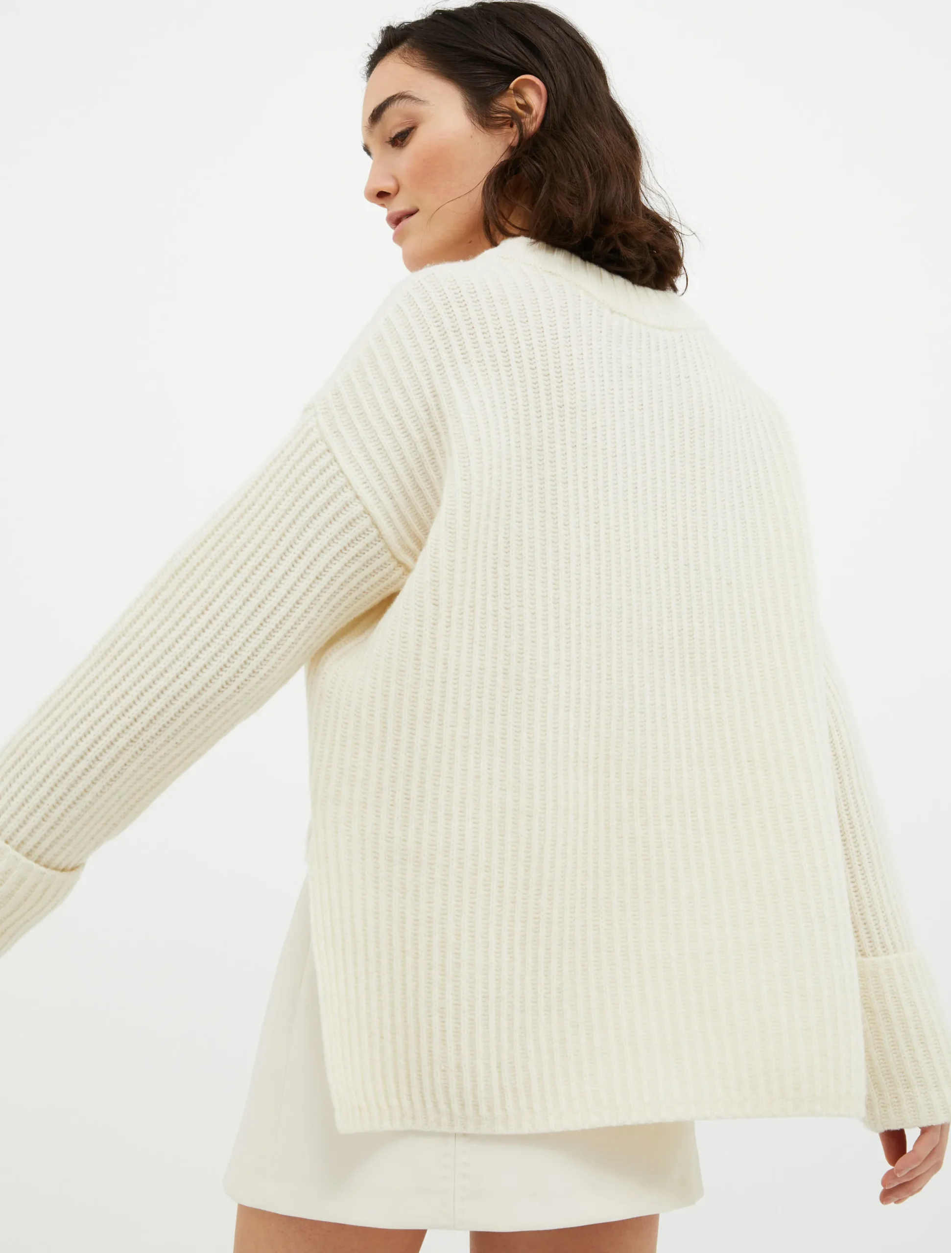Asymmetric wool-blend pullover