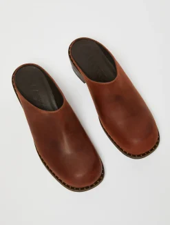 Backless leather mules