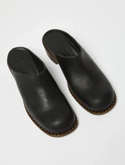 Backless leather mules