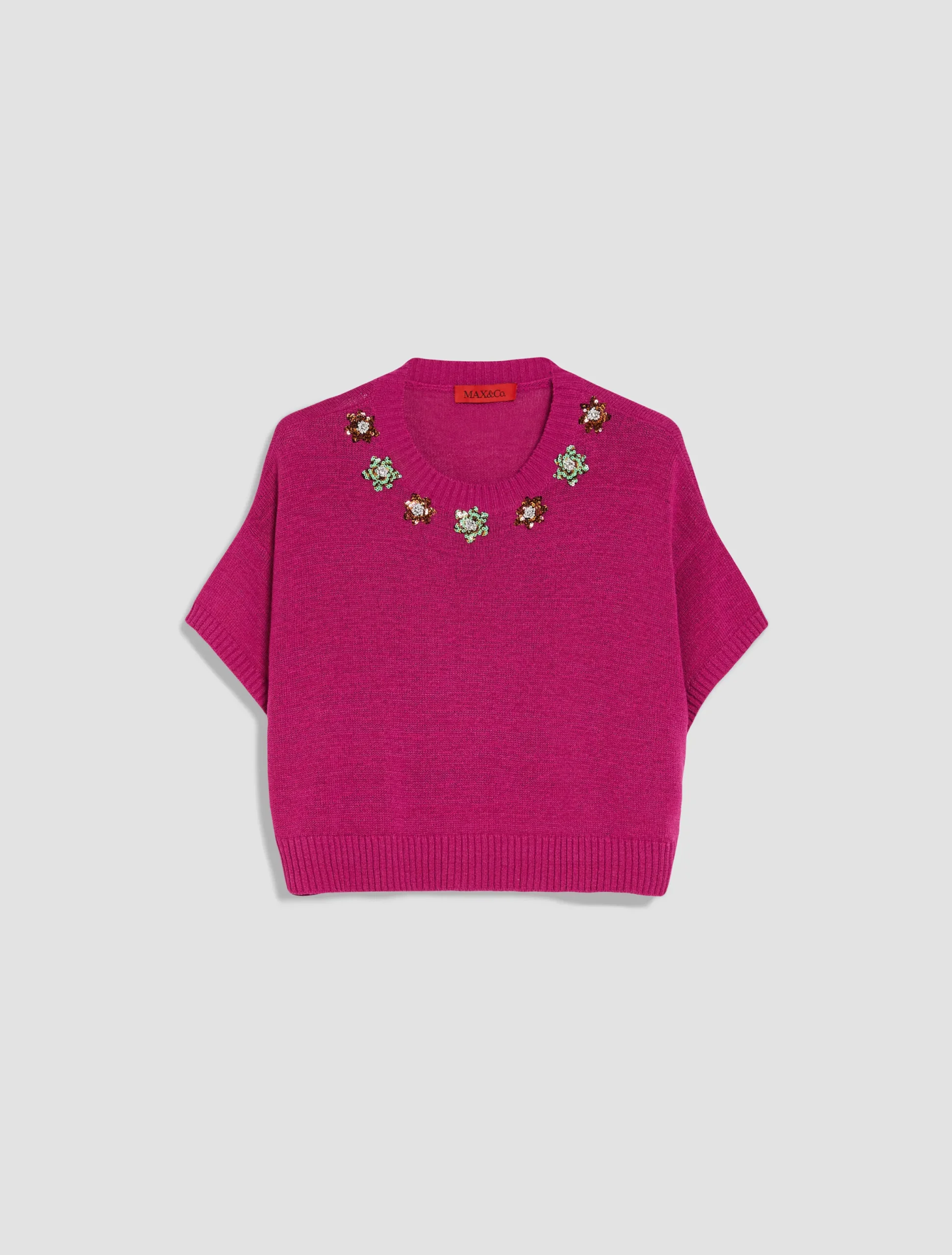 Beaded cotton-blend jumper