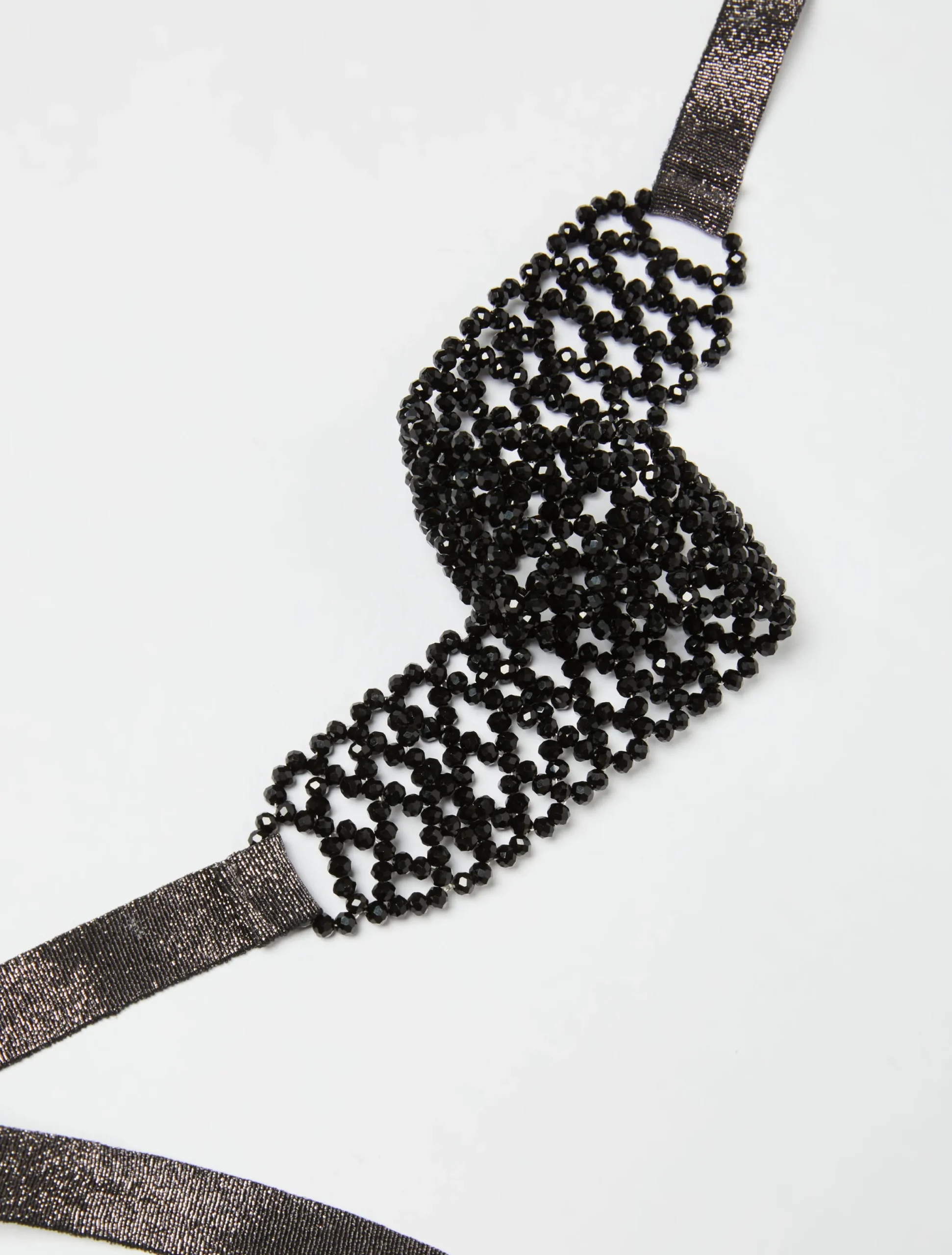 Beaded ribbon choker