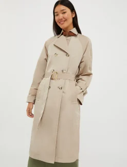 Belted midi trench coat