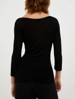 Boat-neck knitted jumper