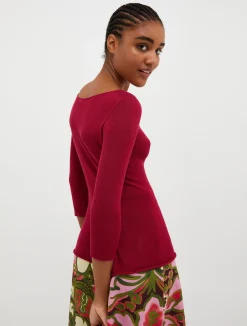 Boat-neck knitted jumper