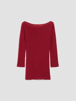 Boat-neck knitted jumper