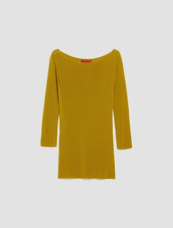 Boat-neck knitted jumper