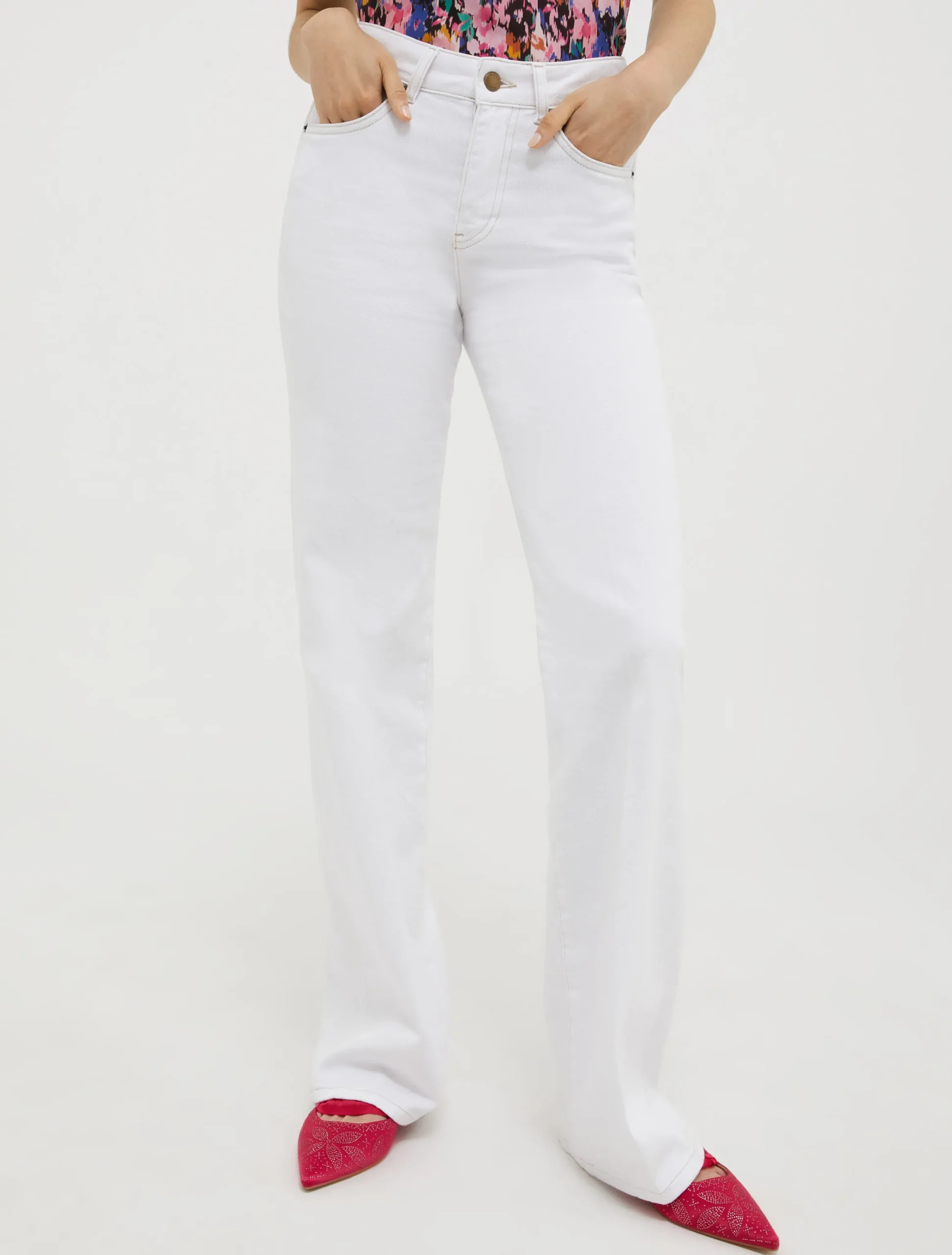 Bootcut cotton-drill trousers