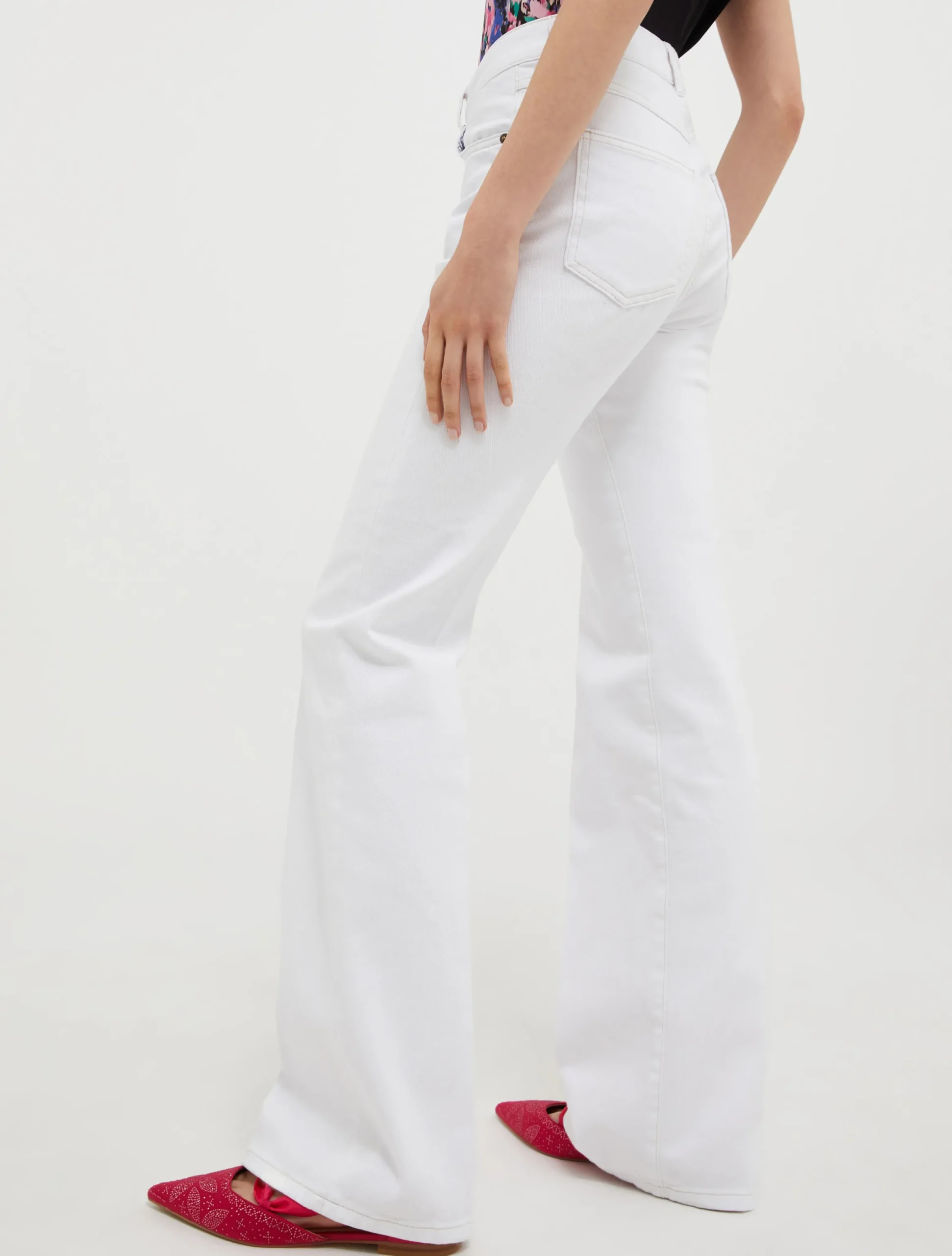 Bootcut cotton-drill trousers