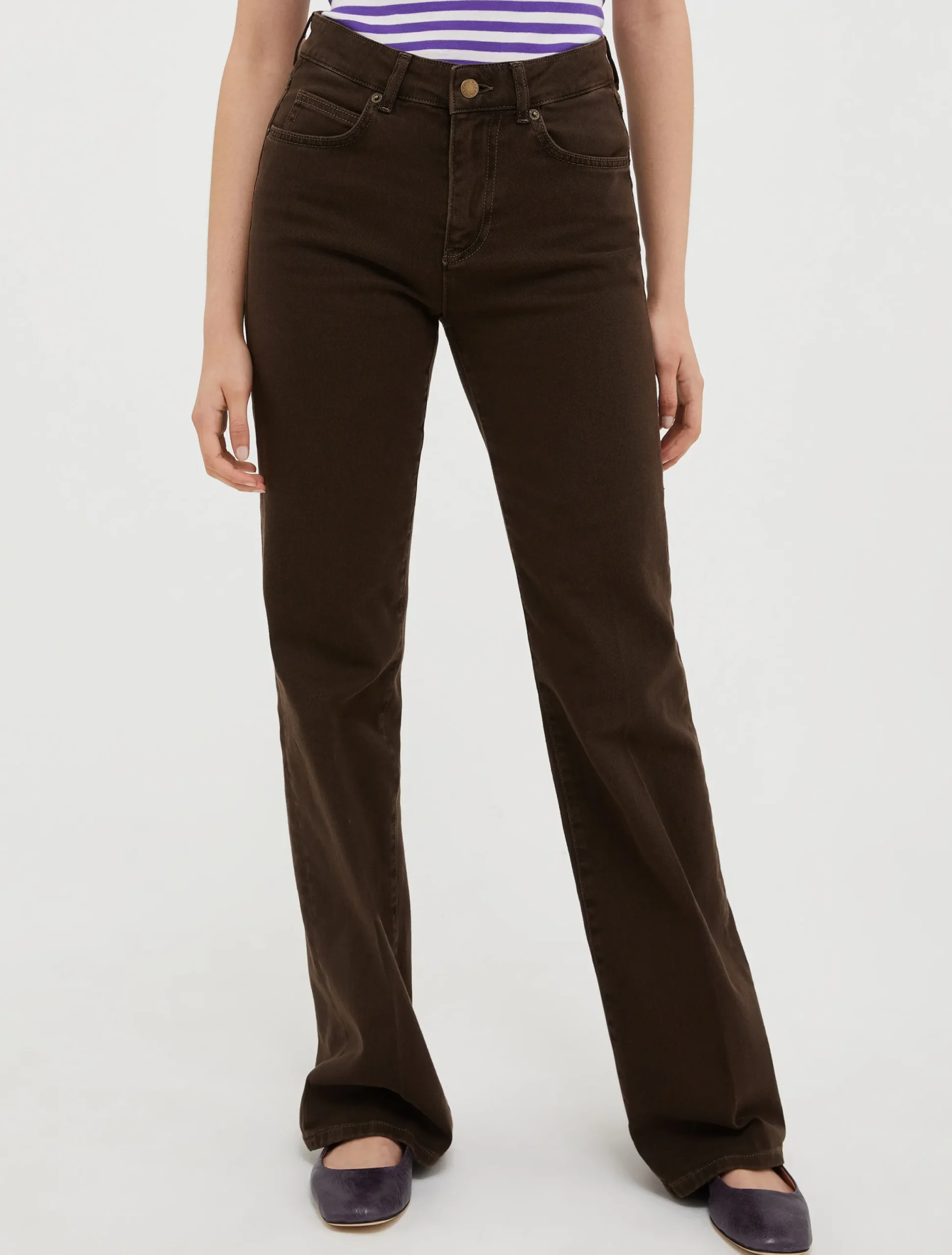 Bootcut cotton-drill trousers