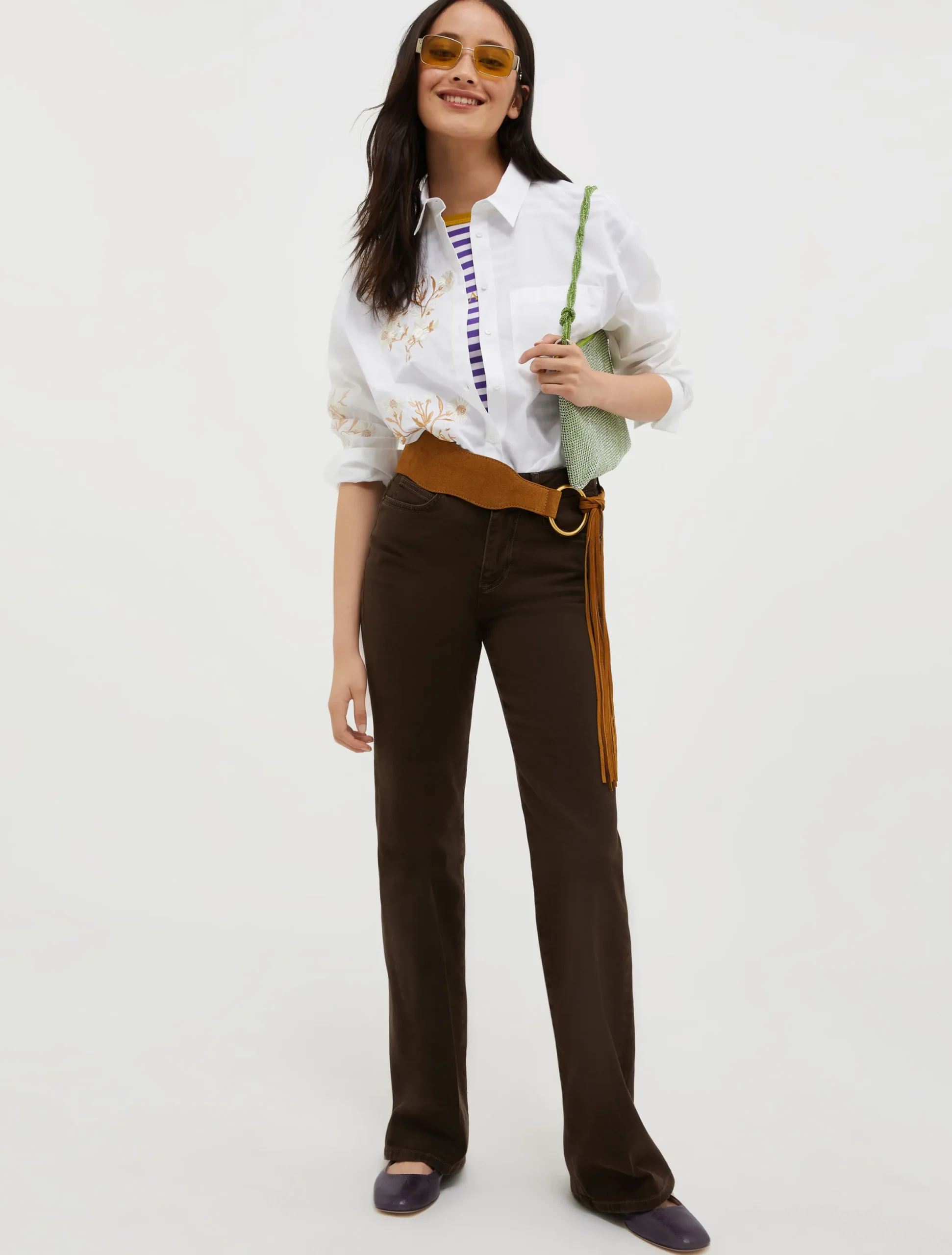 Bootcut cotton-drill trousers