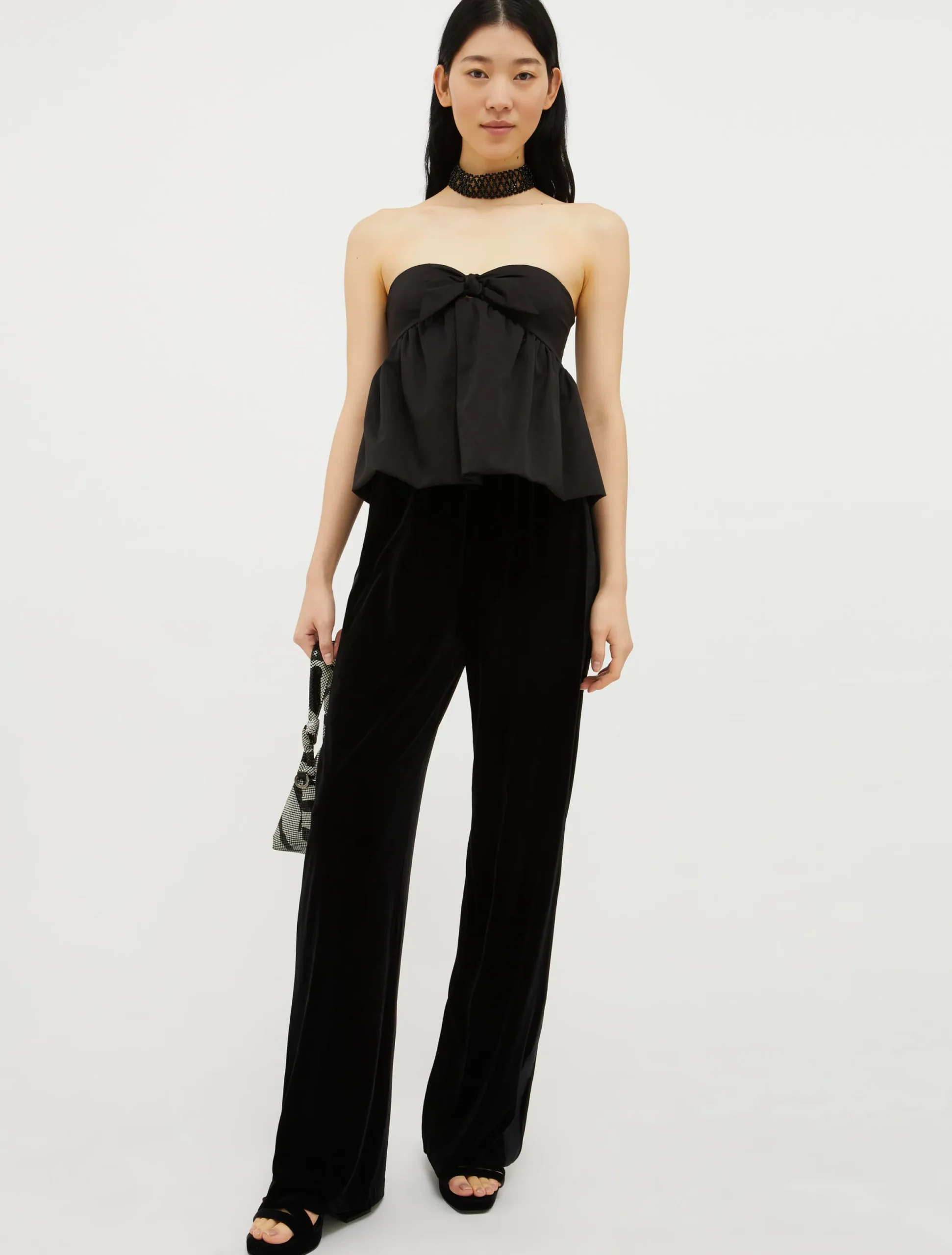 Bustier bow-embellished top