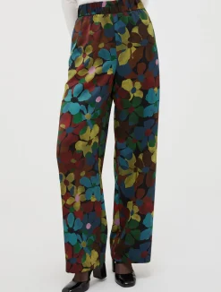 Camouflage-print wide-leg trousers