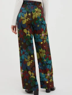 Camouflage-print wide-leg trousers