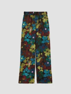 Camouflage-print wide-leg trousers