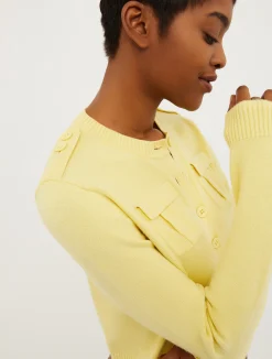 Cargo-pocket stretch-knit cardigan
