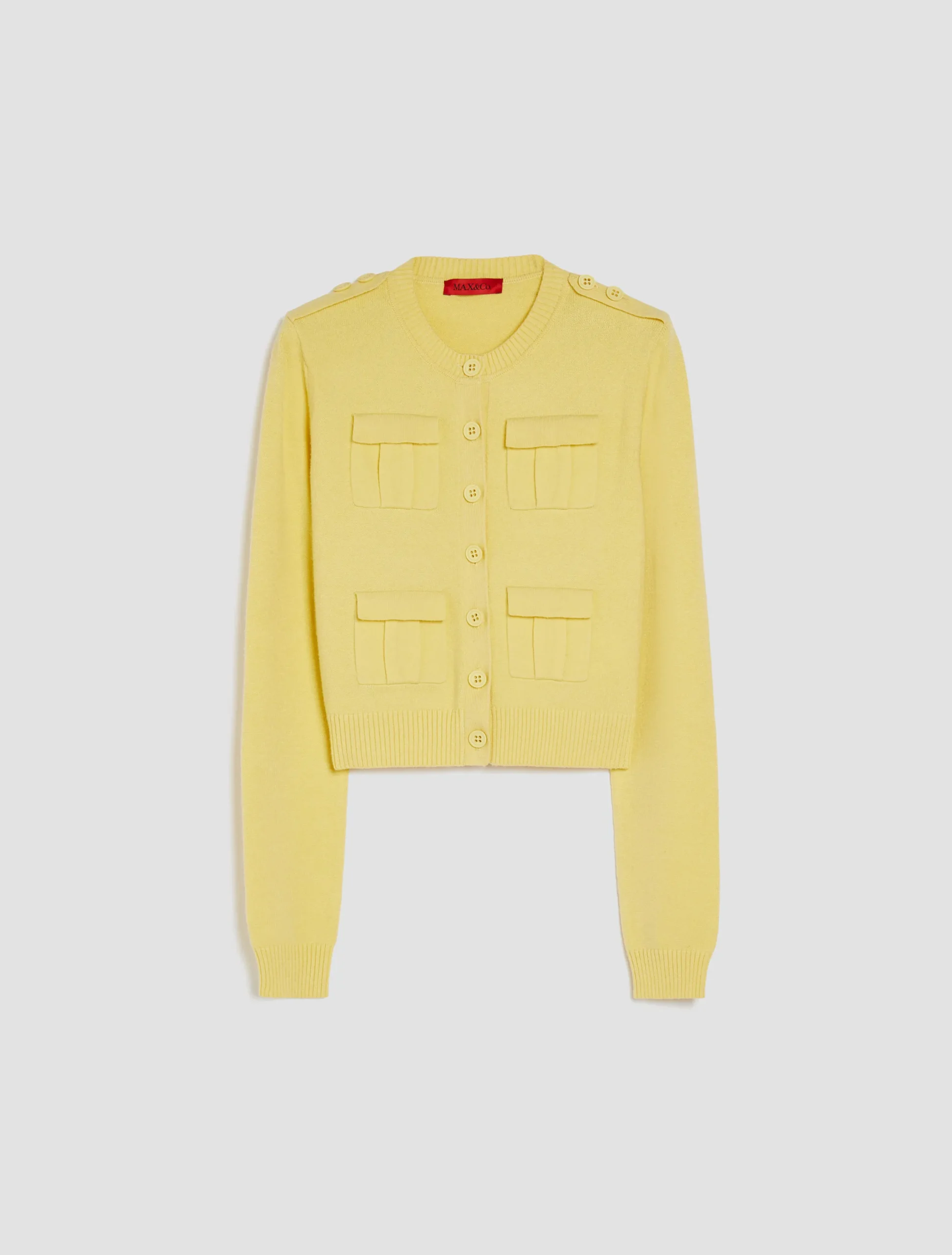 Cargo-pocket stretch-knit cardigan