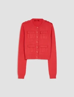 Cargo-pocket stretch-knit cardigan