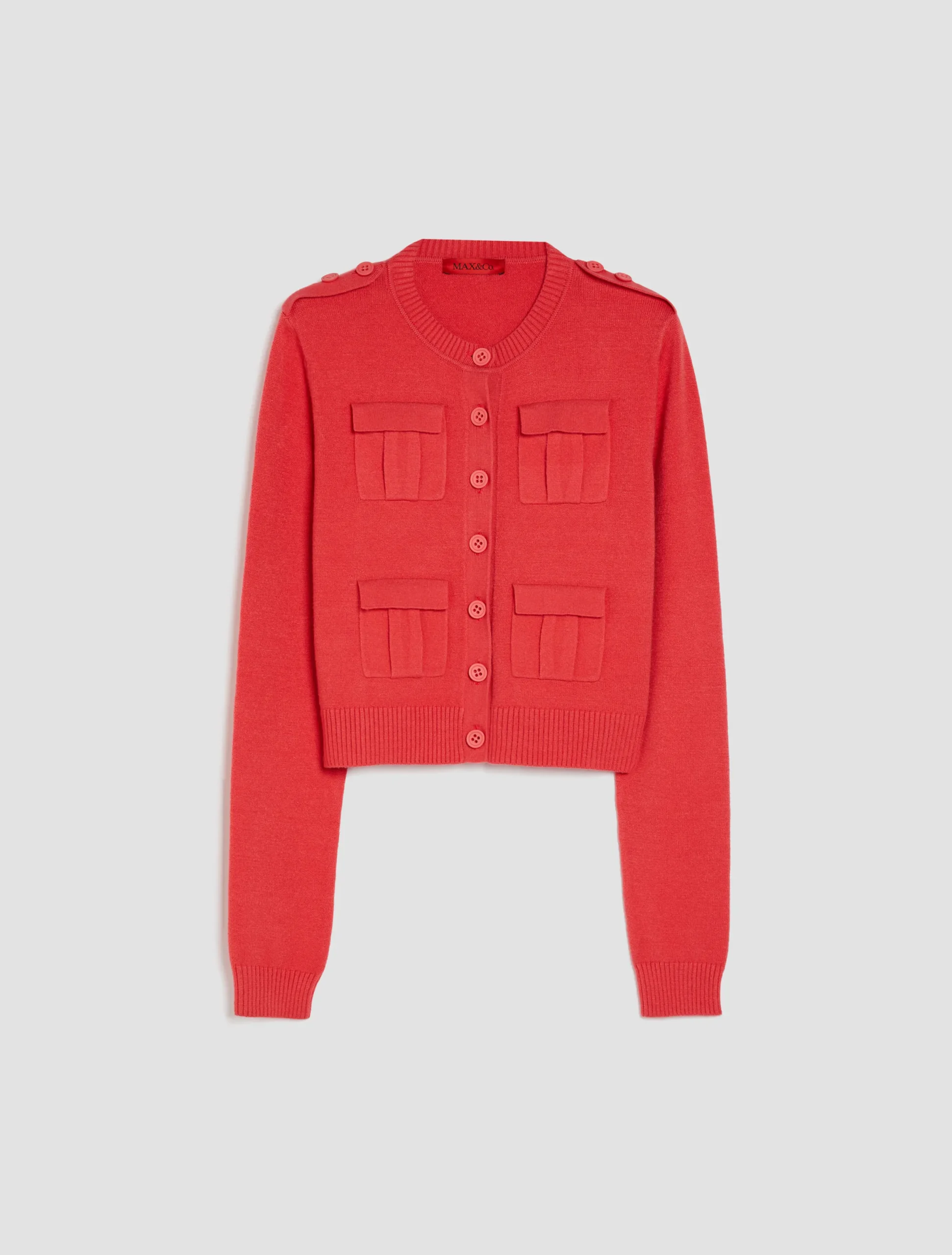 Cargo-pocket stretch-knit cardigan