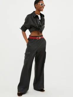 Coated-jersey cargo trousers