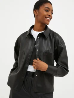 Coated-jersey overshirt