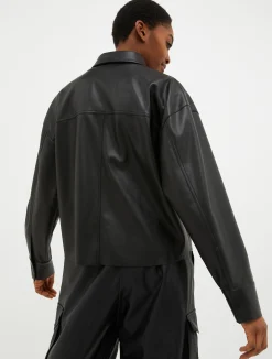 Coated-jersey overshirt