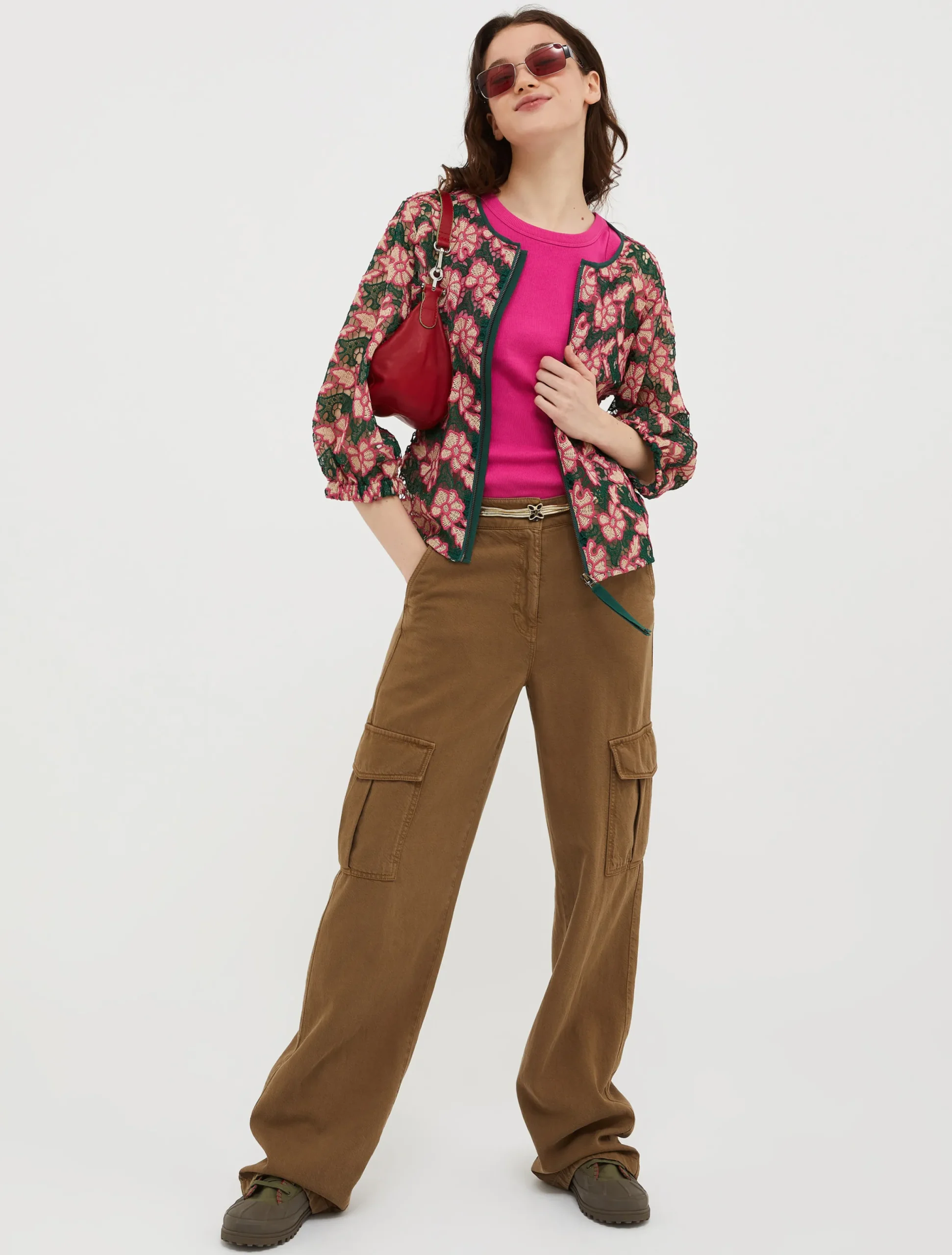 Cotton and linen cargo trousers