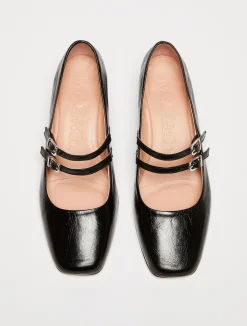 Crackled leather Mary Janes