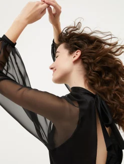 Crepe, satin and chiffon jumpsuit