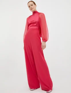 Crepe, satin and chiffon jumpsuit