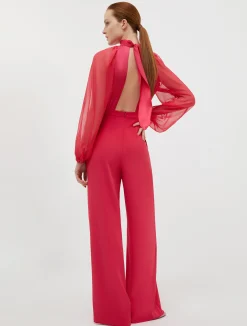 Crepe, satin and chiffon jumpsuit