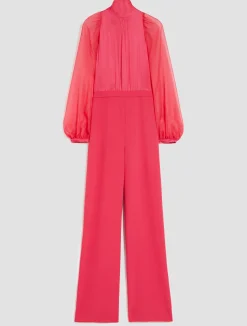 Crepe, satin and chiffon jumpsuit