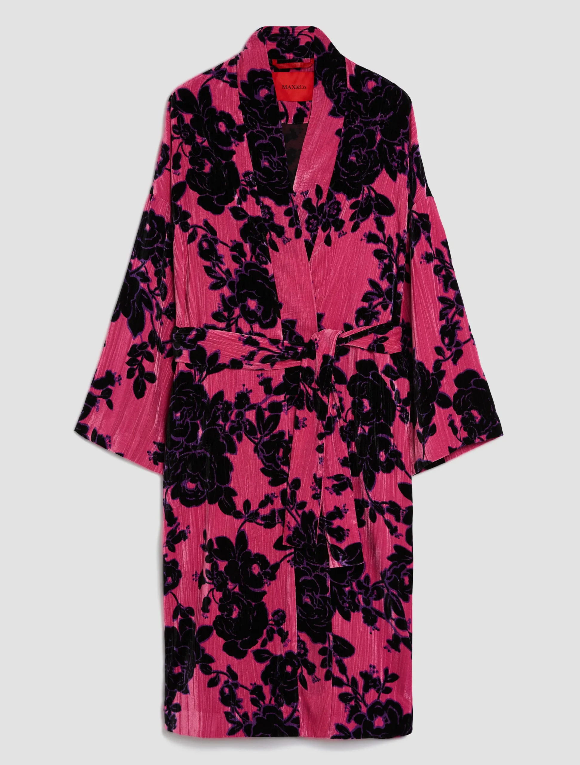 Crinkle-effect velvet coat
