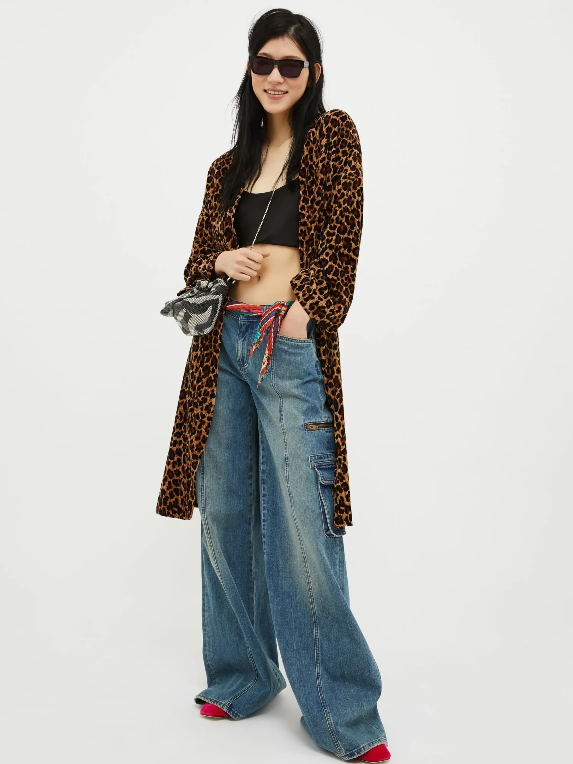Crinkle-effect velvet coat