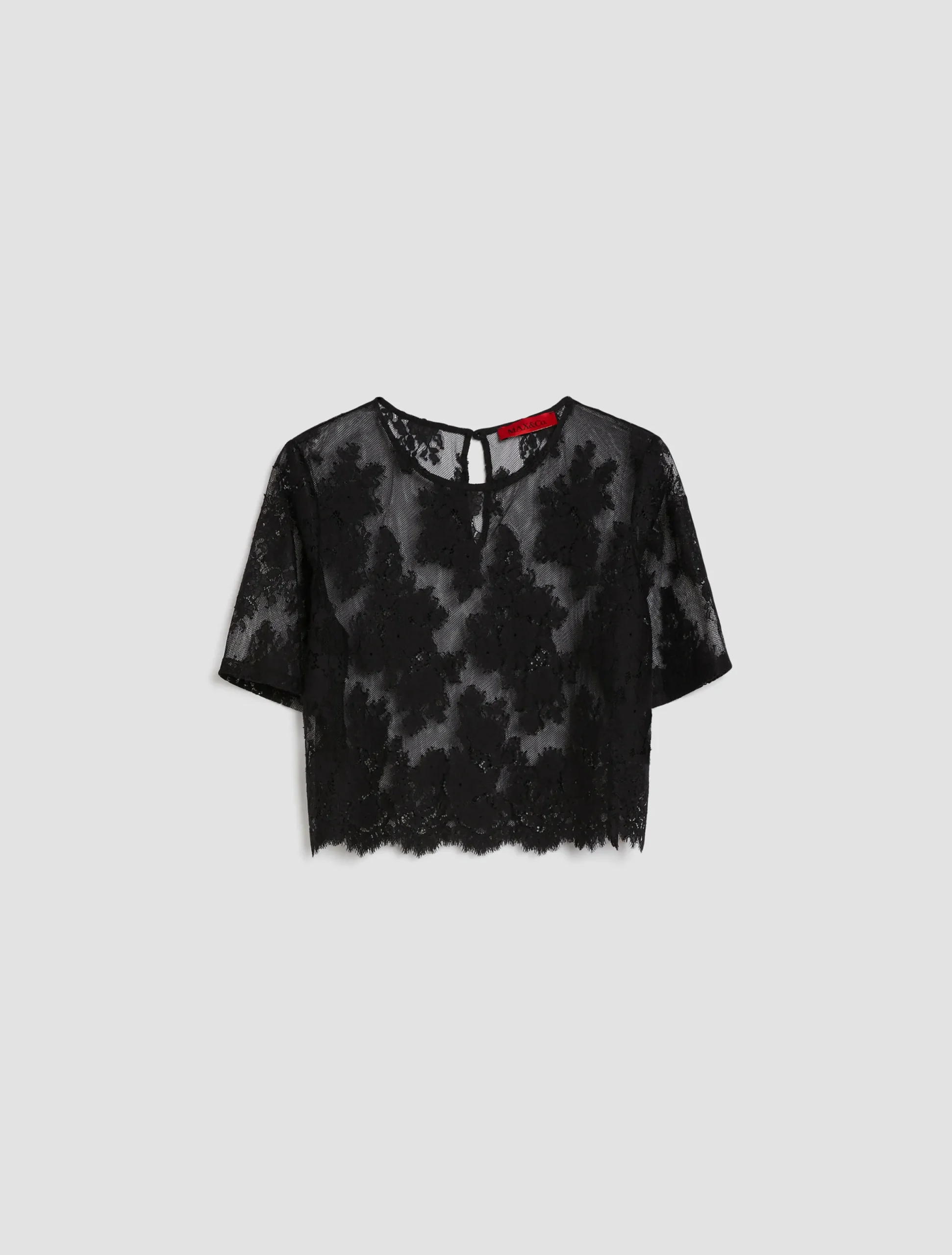 Cropped floral-lace top