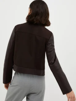 Cropped jersey and leather jacket