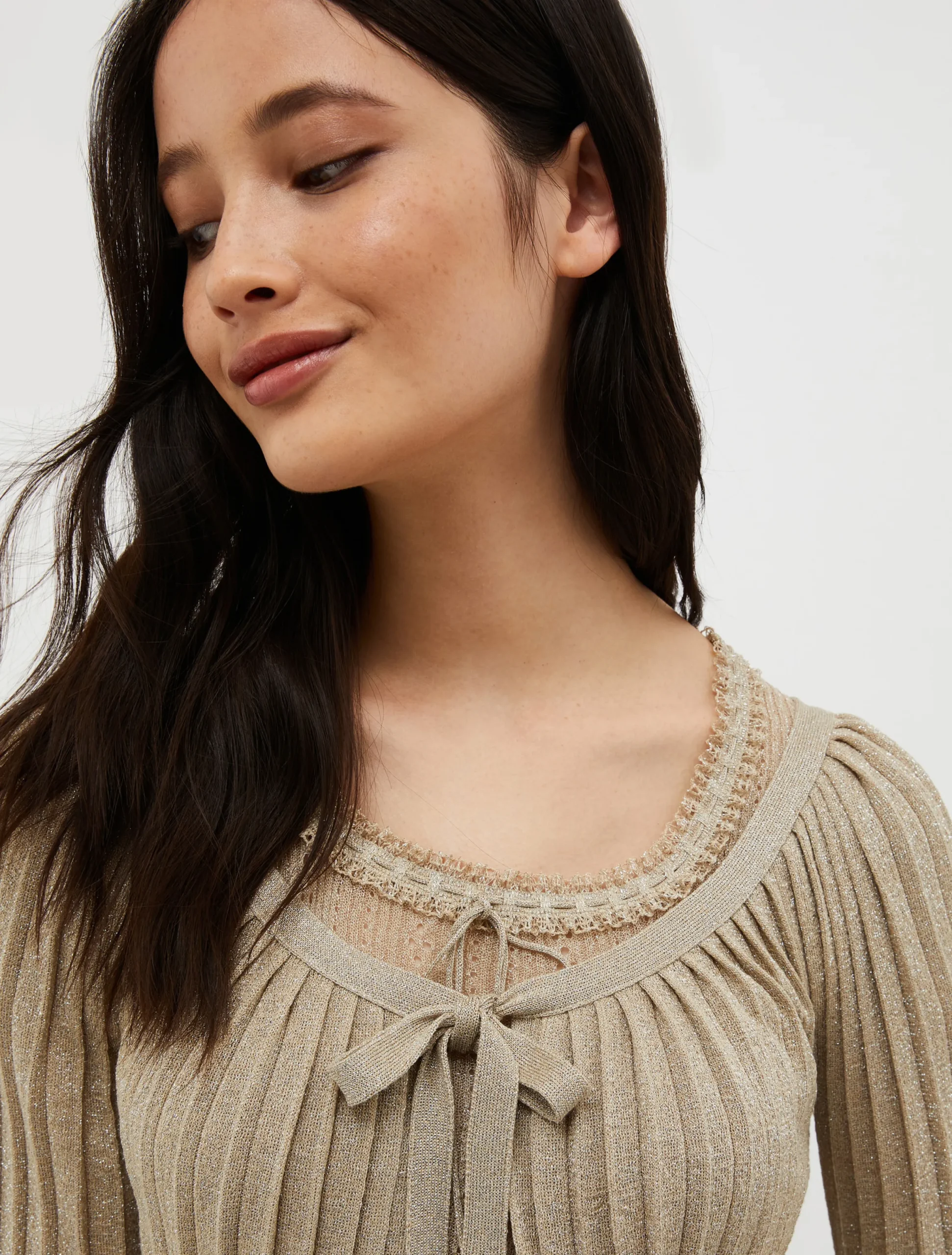 Cropped lurex-knit cardigan