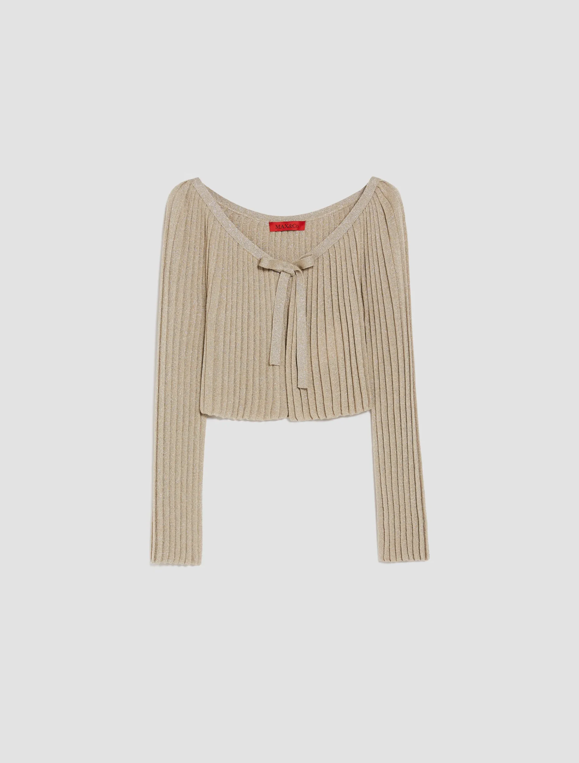 Cropped lurex-knit cardigan