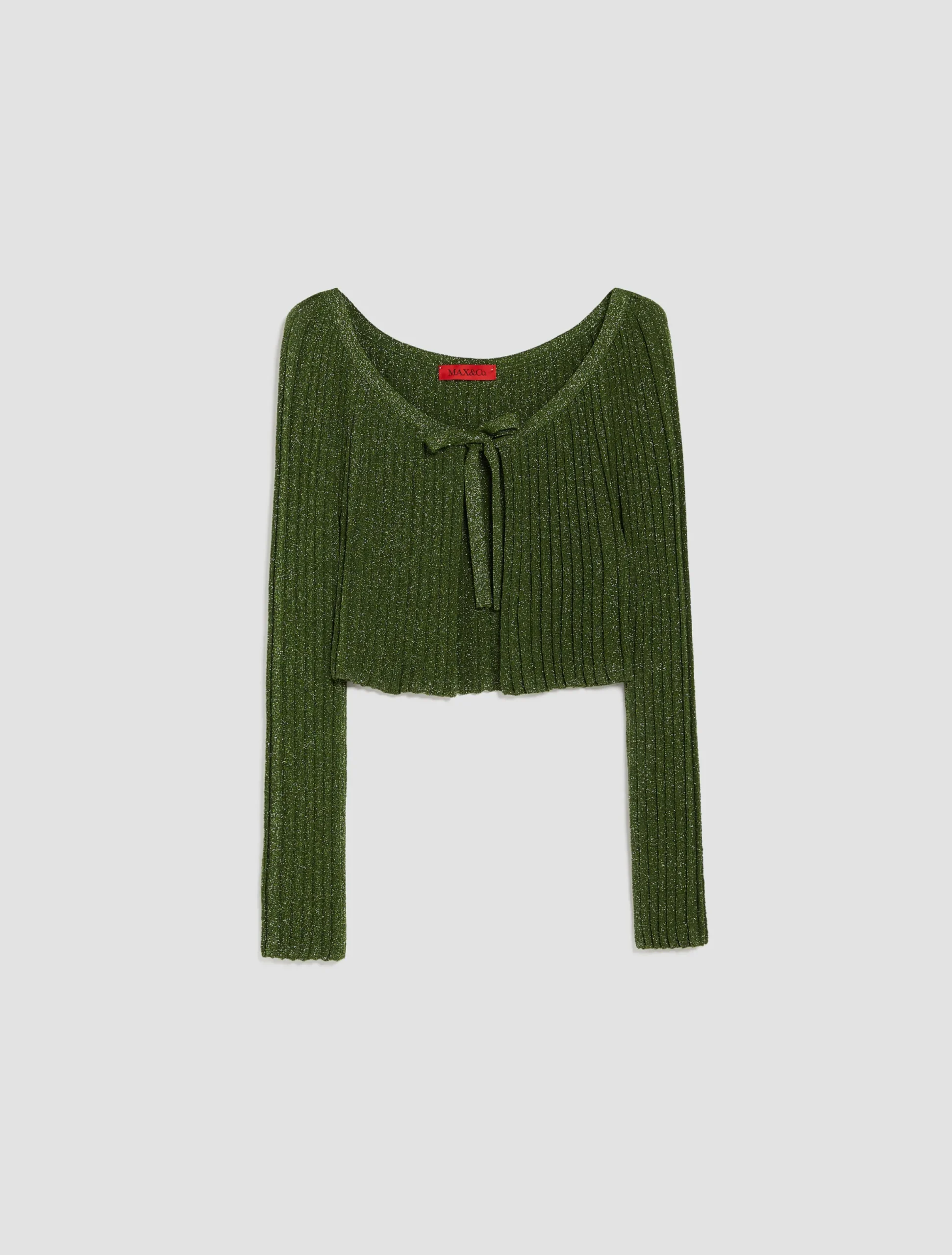 Cropped lurex-knit cardigan