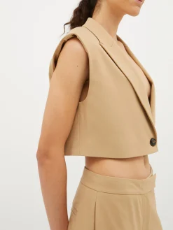 Cropped plunge-neck waistcoat