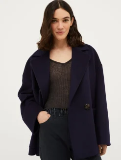Cropped wool pea coat