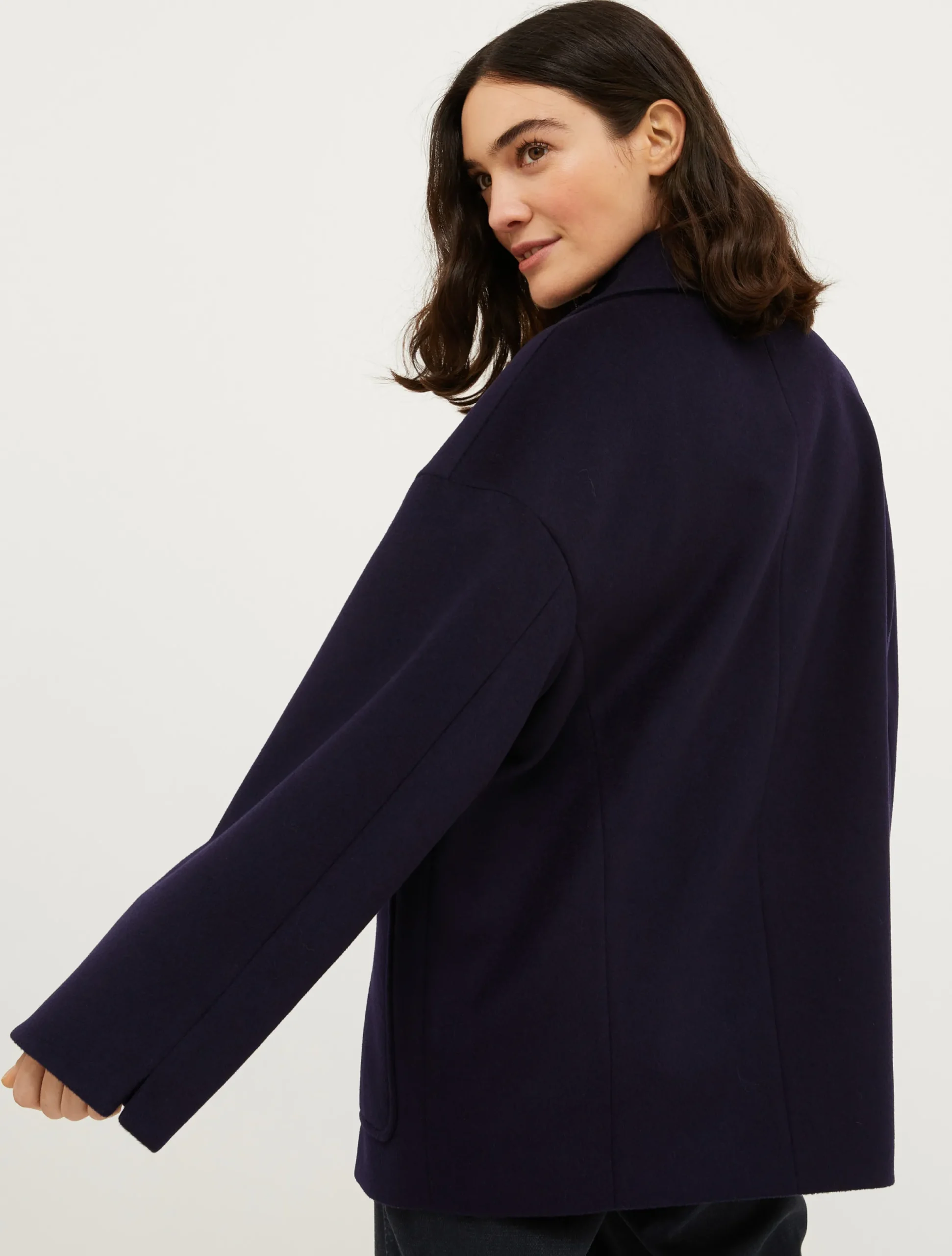 Cropped wool pea coat