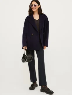 Cropped wool pea coat