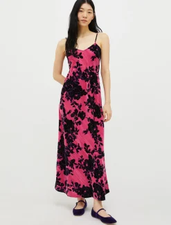 Crushed-velvet slip dress