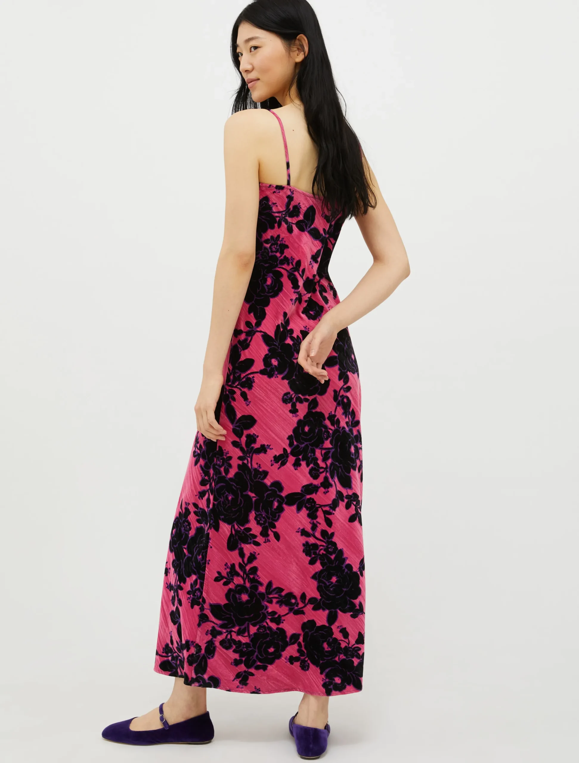 Crushed-velvet slip dress
