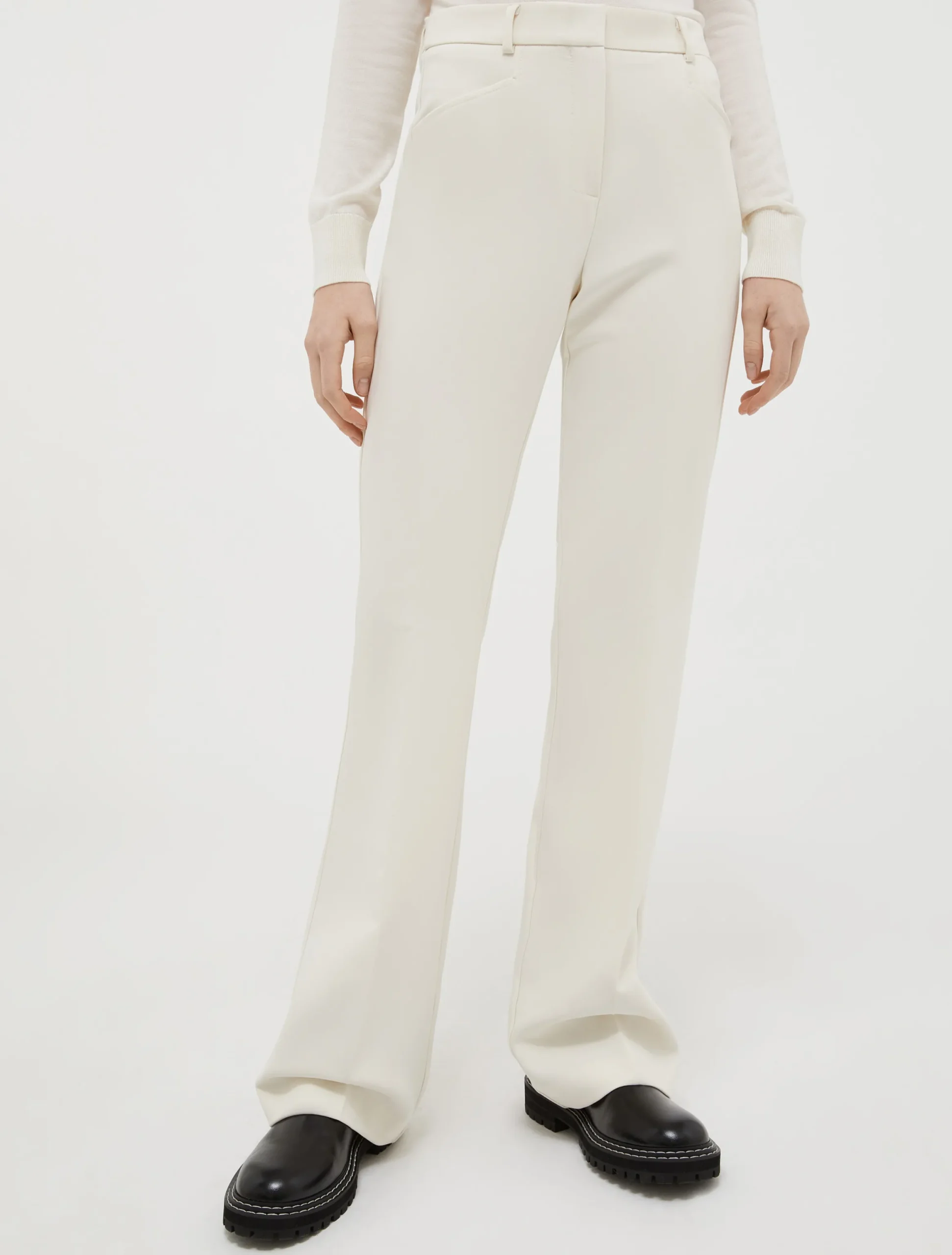 Double cloth bootcut trousers