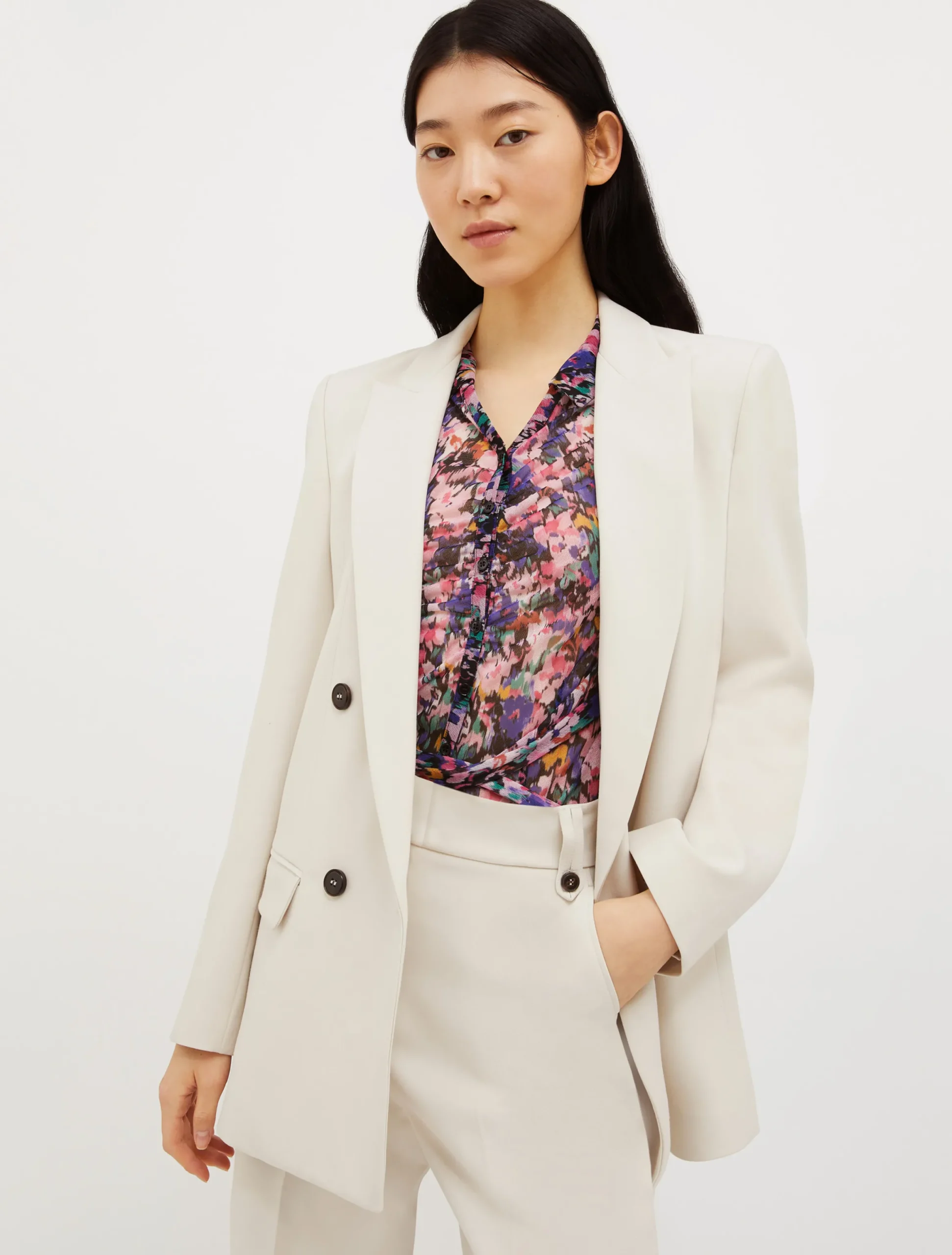 Double-breasted canvas blazer