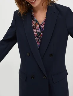 Double-breasted canvas blazer