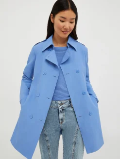 Double-breasted cropped trench coat