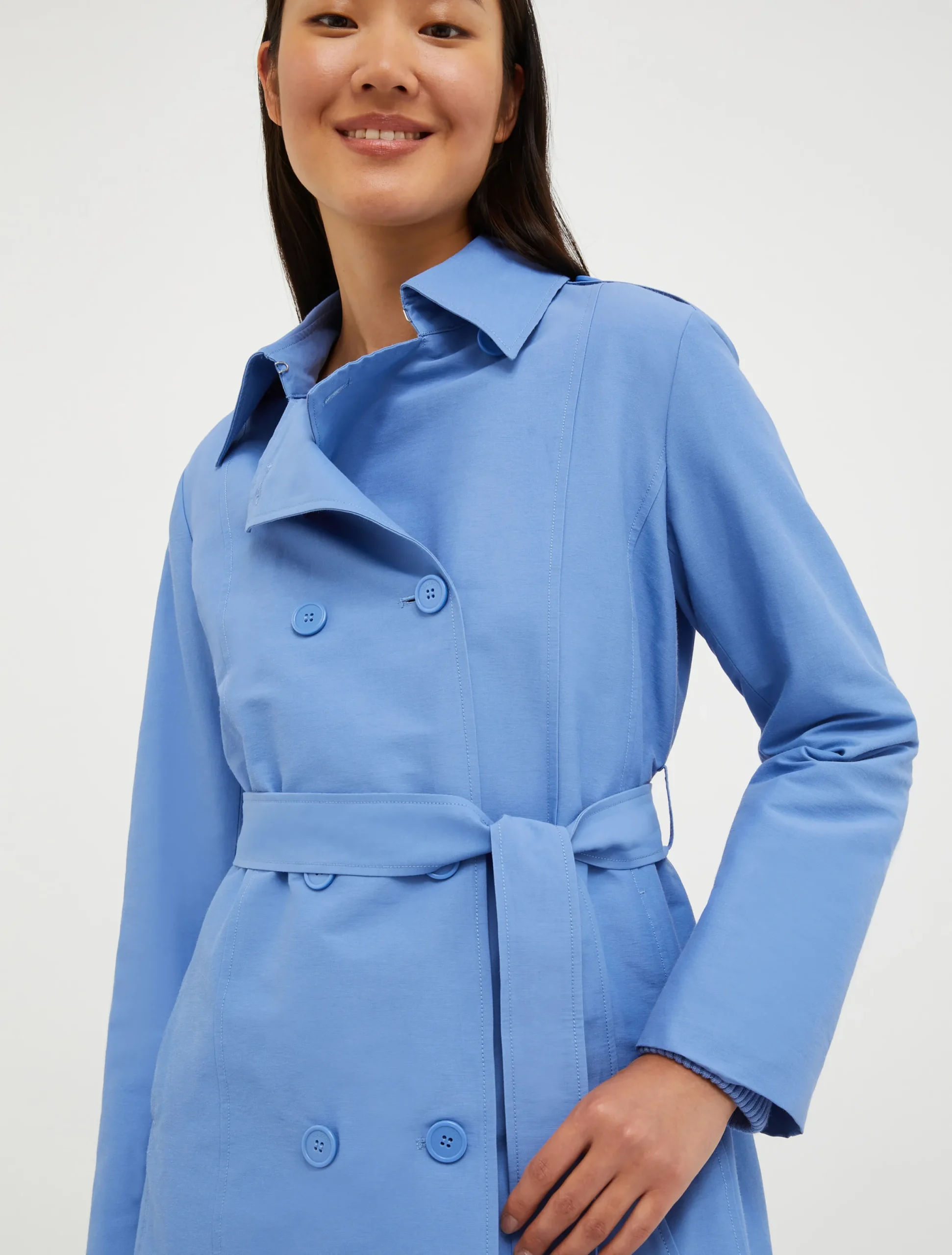 Double-breasted cropped trench coat
