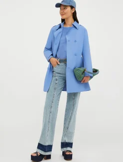 Double-breasted cropped trench coat
